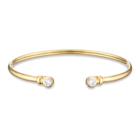 9ct Yellow Gold & Cubic Zirconia Bezel Set Bangle