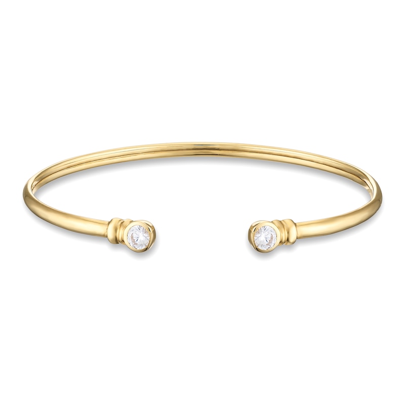 Main Image 1 of 9ct Yellow Gold & Cubic Zirconia Bezel Set Bangle