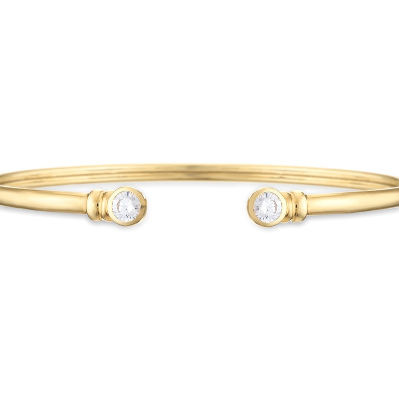 Main Image 2 of 9ct Yellow Gold & Cubic Zirconia Bezel Set Bangle