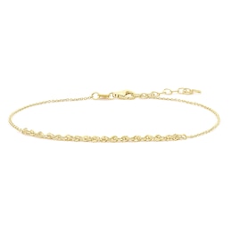 9ct Yellow Gold 7+1" Dainty Rope Bracelet