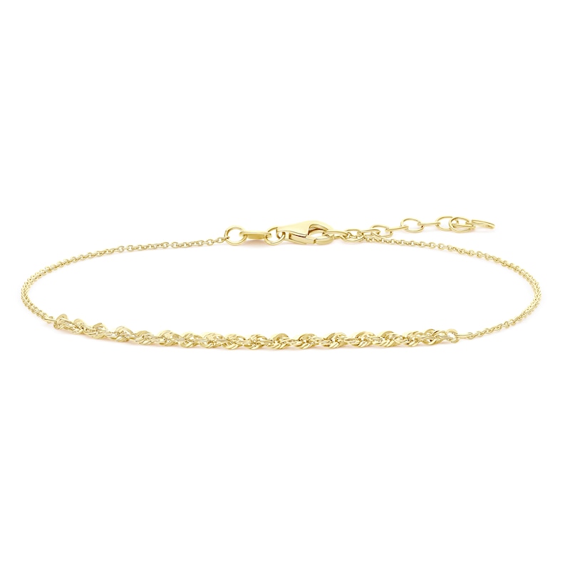 Main Image 1 of 9ct Yellow Gold 7+1" Dainty Rope Bracelet