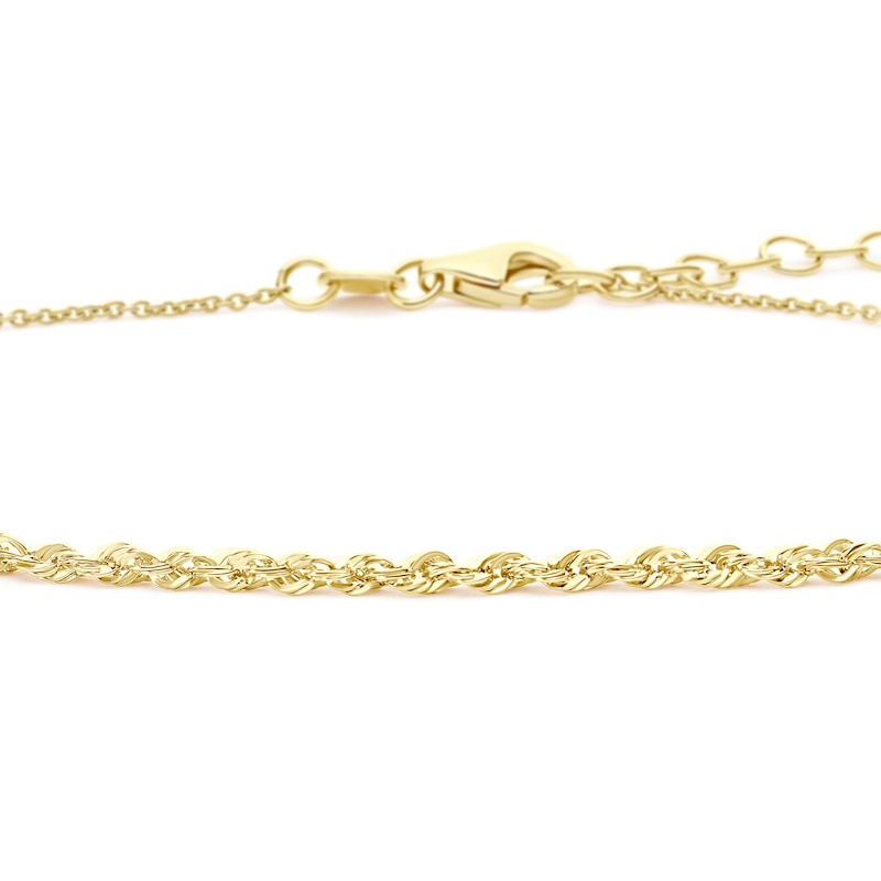 Main Image 2 of 9ct Yellow Gold 7+1" Dainty Rope Bracelet