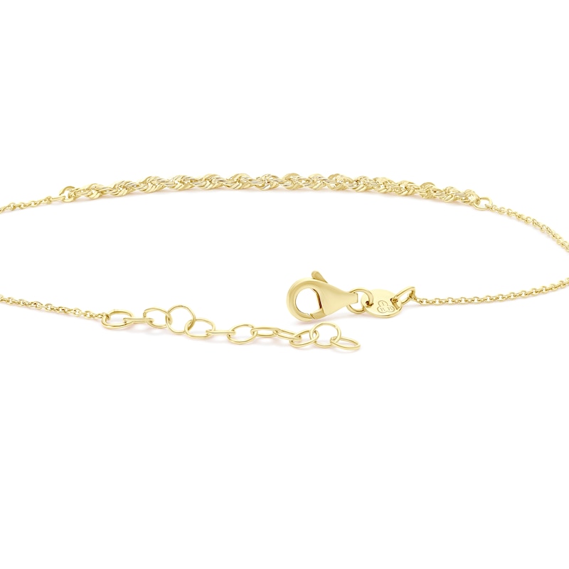 Main Image 3 of 9ct Yellow Gold 7+1" Dainty Rope Bracelet