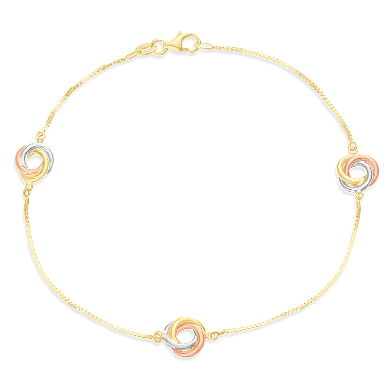 Main Image 1 of 9ct Tri Gold 7.5" Knot Bracelet