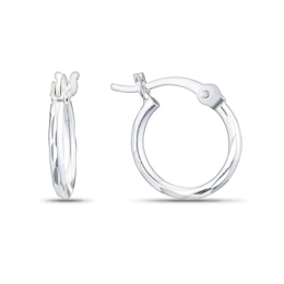 Sterling Silver 12mm Diamond Cut Hoop Earrings