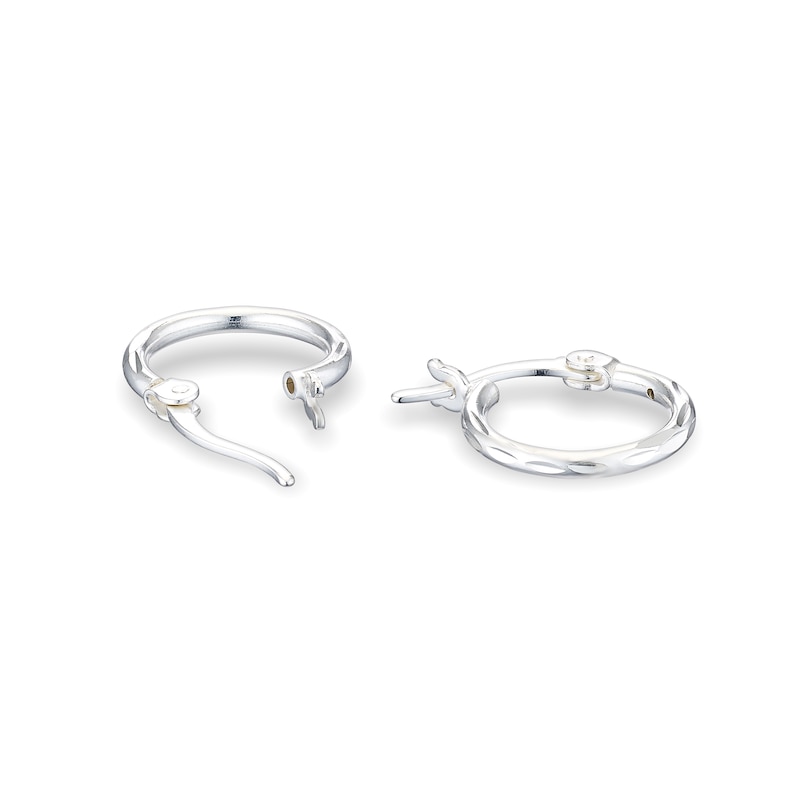 Main Image 2 of Sterling Silver 12mm Diamond Cut Hoop Earrings