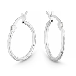 Sterling Silver 16mm Diamond Cut Hoop Earrings