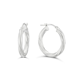 Sterling Silver 16mm Polished Twist Hoop Earrings