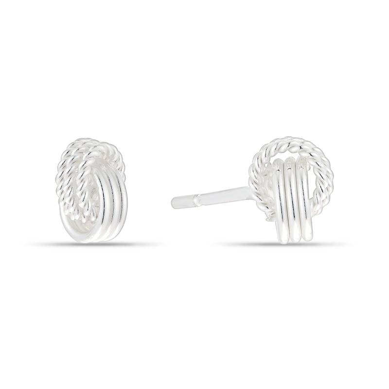 Main Image 1 of Sterling Silver 6mm Textured Knot Stud Earrings
