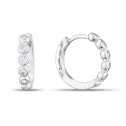 Sterling Silver 10mm Cubic Zirconia Bezel Set Hoop Earrings