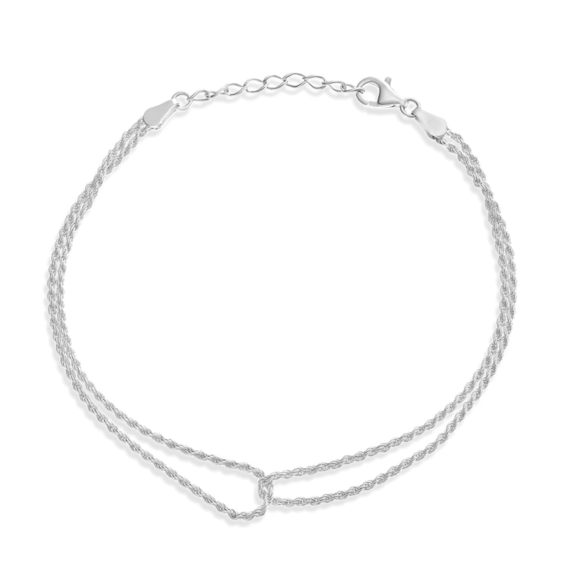 Main Image 1 of Sterling Silver 7+1" Dainty Crossover Rope Chain Bracelet