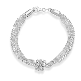 Sterling Silver 7.5" Knot Textured Chunky Chain Bracelet
