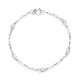 Sterling Silver 7.5" Cubic Zirconia Bezel Set Station Bracelet