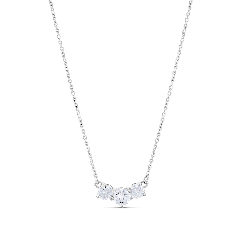 Main Image 1 of Sterling Silver 18" Cubic Zirconia Trilogy Pendant