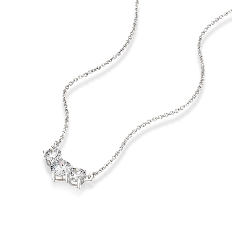 Main Image 2 of Sterling Silver 18" Cubic Zirconia Trilogy Pendant