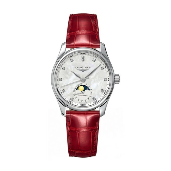 Longines Master Collection Ladies’ Red Leather Strap Watch