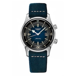 Longines Heritage Legend Diver Blue Leather Strap Watch