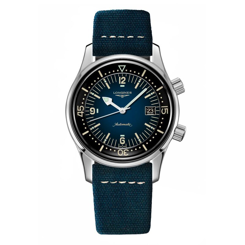 Longines Heritage Legend Diver Blue Leather Strap Watch