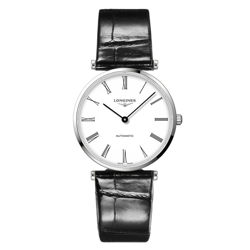 Longines La Grande Classique Black Leather Strap Watch