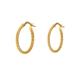 9ct Yellow Gold Texture Tubular Hoop Earrings
