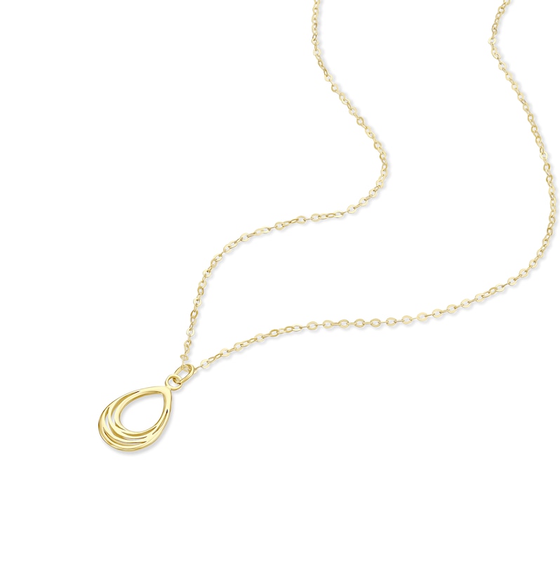 Main Image 2 of 9ct Yellow Gold Polished Open Teardrop Pendant