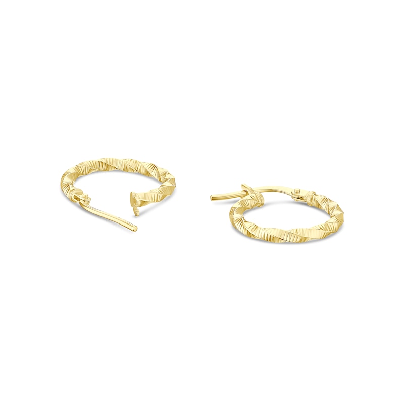 Main Image 2 of 9ct Yellow Gold Textured Hoop Earrings