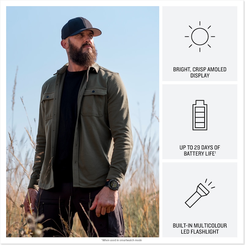 Main Image 3 of Garmin tactix 8 Cerakote Black Dial Green Silicone Strap Smartwatch