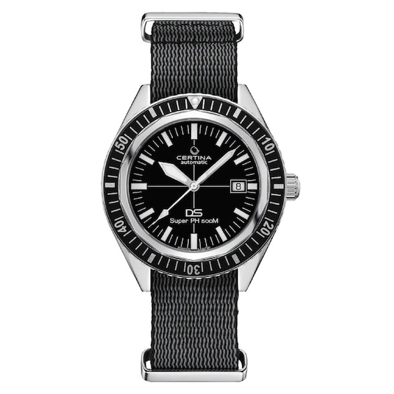Men's Certina Ds Super Ph500m Black Fabric Strap Watch