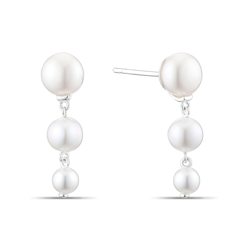 Main Image 1 of Sterling Silver Cultured Freshwater Pearl Graduated Drop Earrings