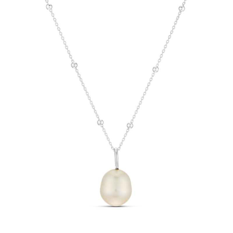 Main Image 1 of Sterling Silver 16+2" Cultured Freshwater Pearl & Ball Station Pendant