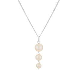 Sterling Silver 18"  Cultured Freshwater Pearl Graduated Pendant