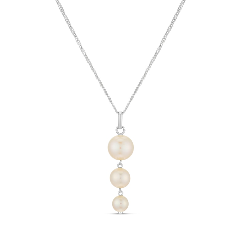 Main Image 1 of Sterling Silver 18"  Cultured Freshwater Pearl Graduated Pendant