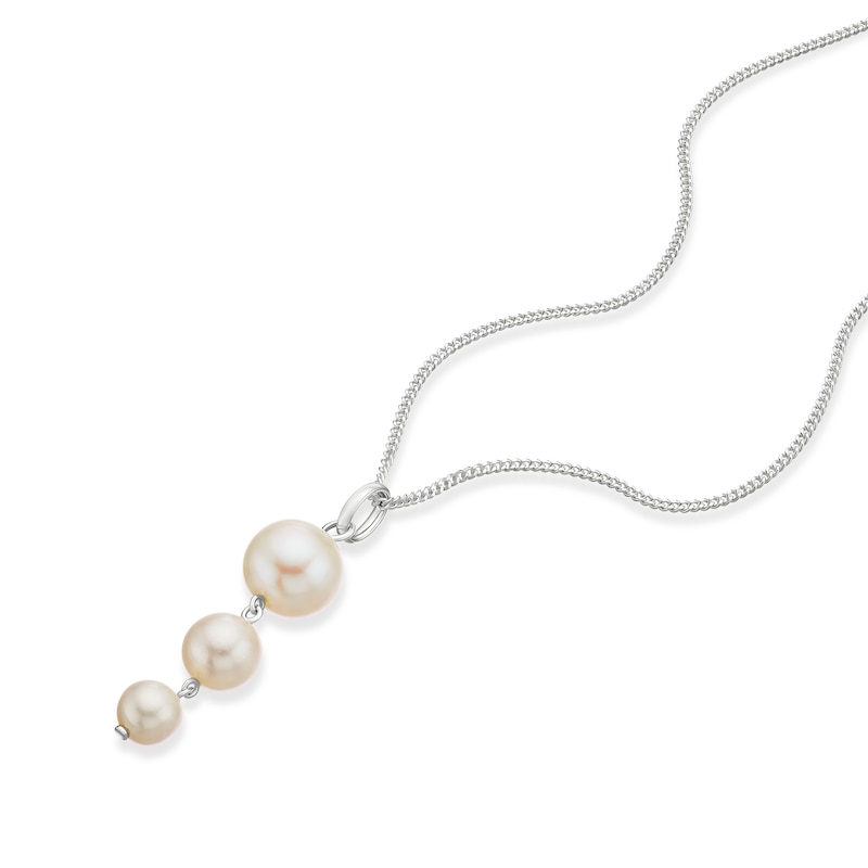 Main Image 2 of Sterling Silver 18"  Cultured Freshwater Pearl Graduated Pendant