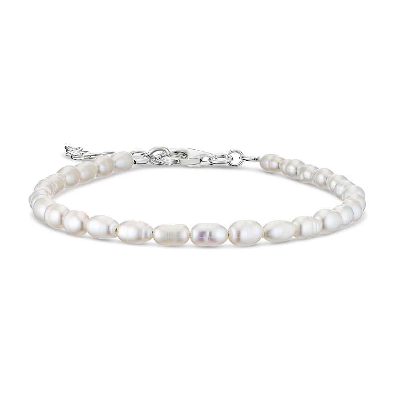 Main Image 1 of Sterling Silver 6.7+1" Cultured Freshwater Pearl Beaded Bracelet