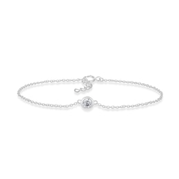 Sterling Silver 6.5+1" Cubic Zirconia Single Bezel Set Bracelet