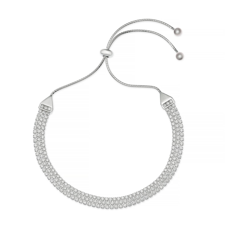 Main Image 1 of Sterling Silver & Cubic Zirconia Multi Linear Bolo Bracelet