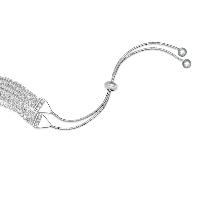 Main Image 3 of Sterling Silver & Cubic Zirconia Multi Linear Bolo Bracelet