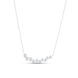 Sterling Silver Cubic Zirconia Multi Bezel Set Scatter Necklace