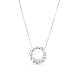 Sterling Silver Polished Open Rope Circle Pendant