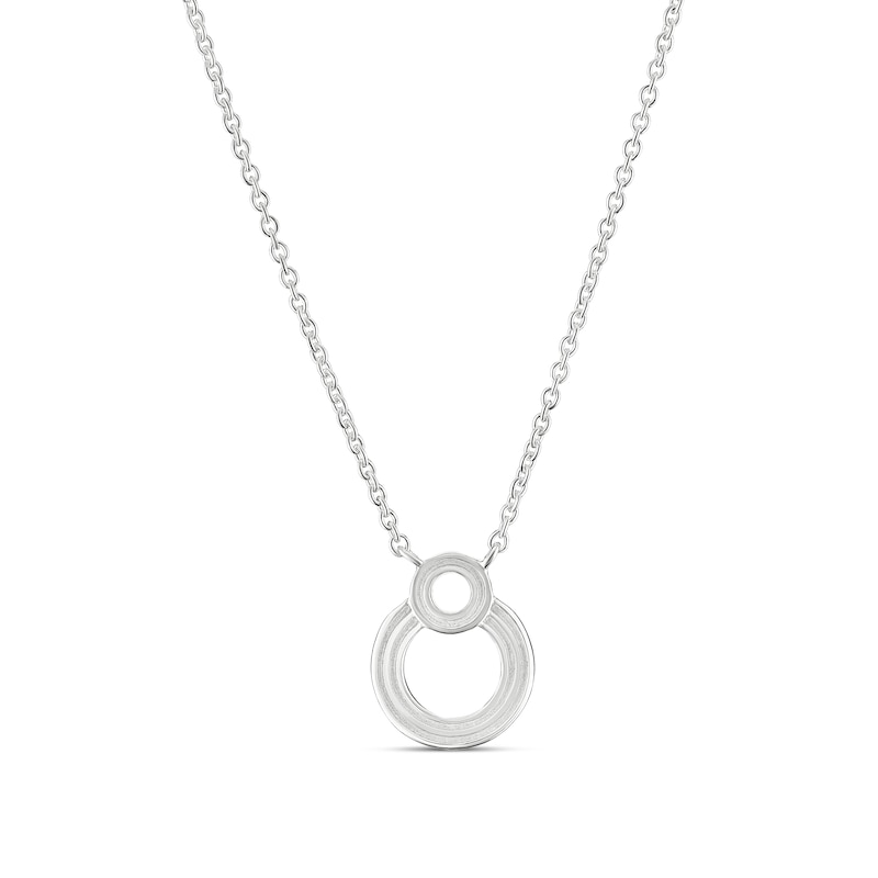 Main Image 1 of Sterling Silver 17.5" Linear Open Circle Pendant