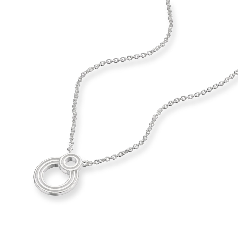 Main Image 2 of Sterling Silver 17.5" Linear Open Circle Pendant