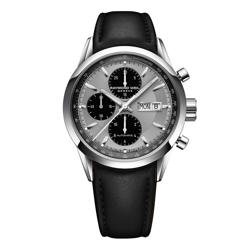 Raymond Weil Freelancer Men's Black Leather Strap Watch