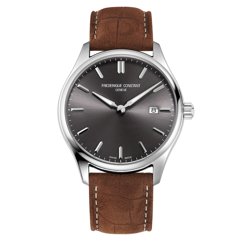 Frederique Constant Classics Dark Grey Dial & Brown Leather Watch