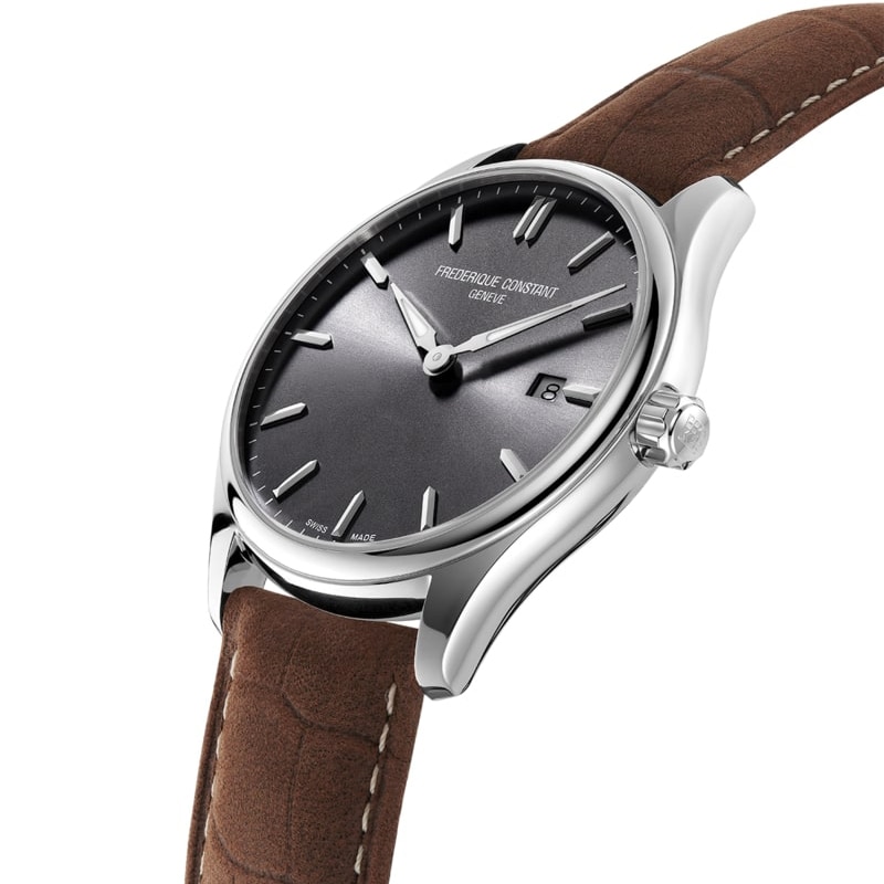 Frederique Constant Classics Dark Grey Dial & Brown Leather Watch