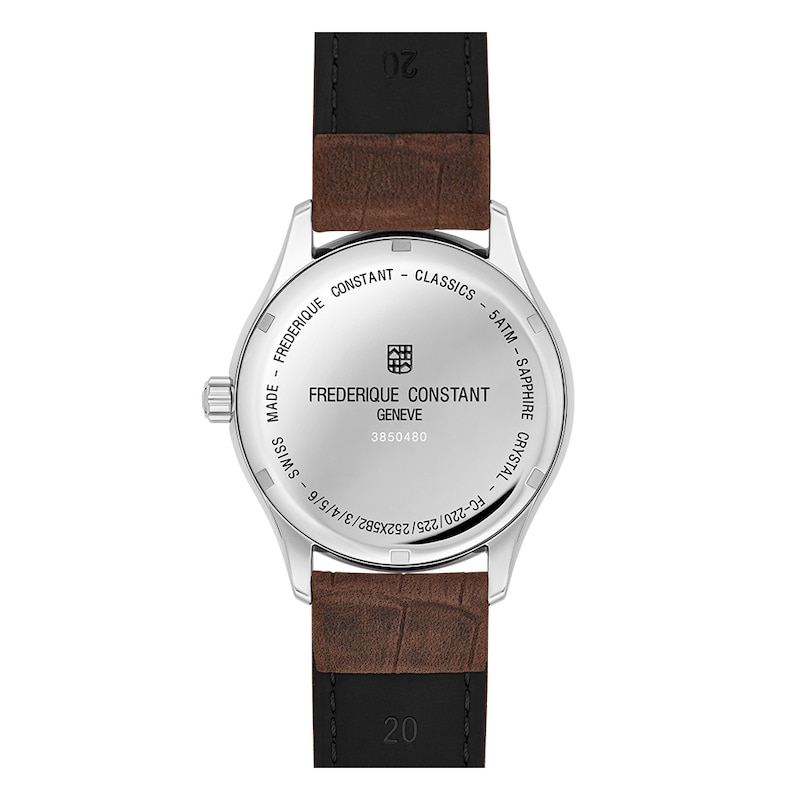 Frederique Constant Classics Blue Dial & Brown Leather Strap Watch