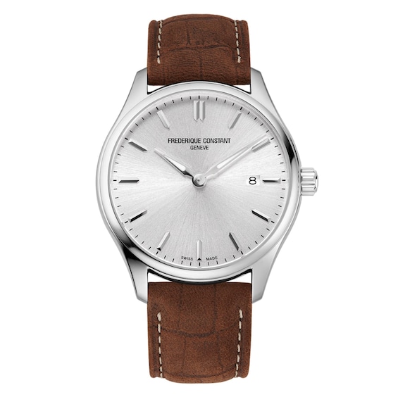 Men's Frederique Constant Classics Brown Leather Strap Watch