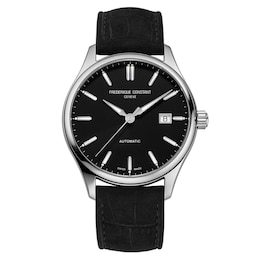 Frederique Constant Classics Men's Black Dial & Leather Strap Watch