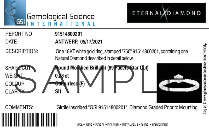 Main Image 5 of Engagement Ring Eternal Diamond 18ct Gold 0.33ct Total Solitaire Ring