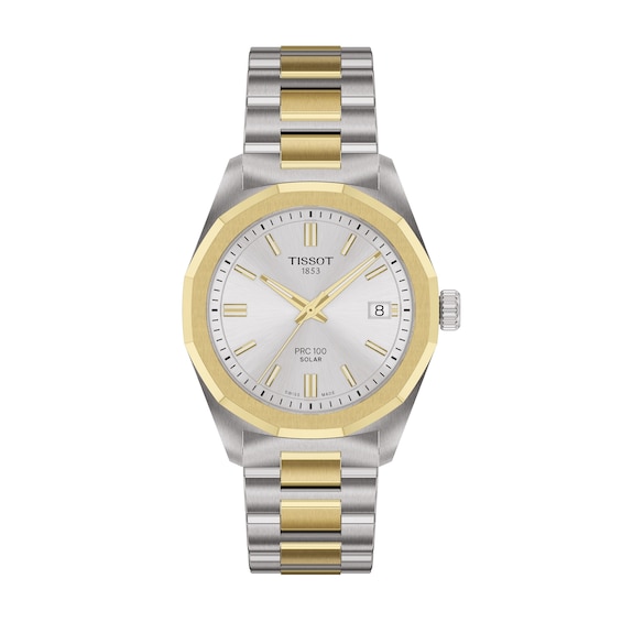 Men's Tissot Prc 100 Solar 34Mm Two Tone Bracelet Watch