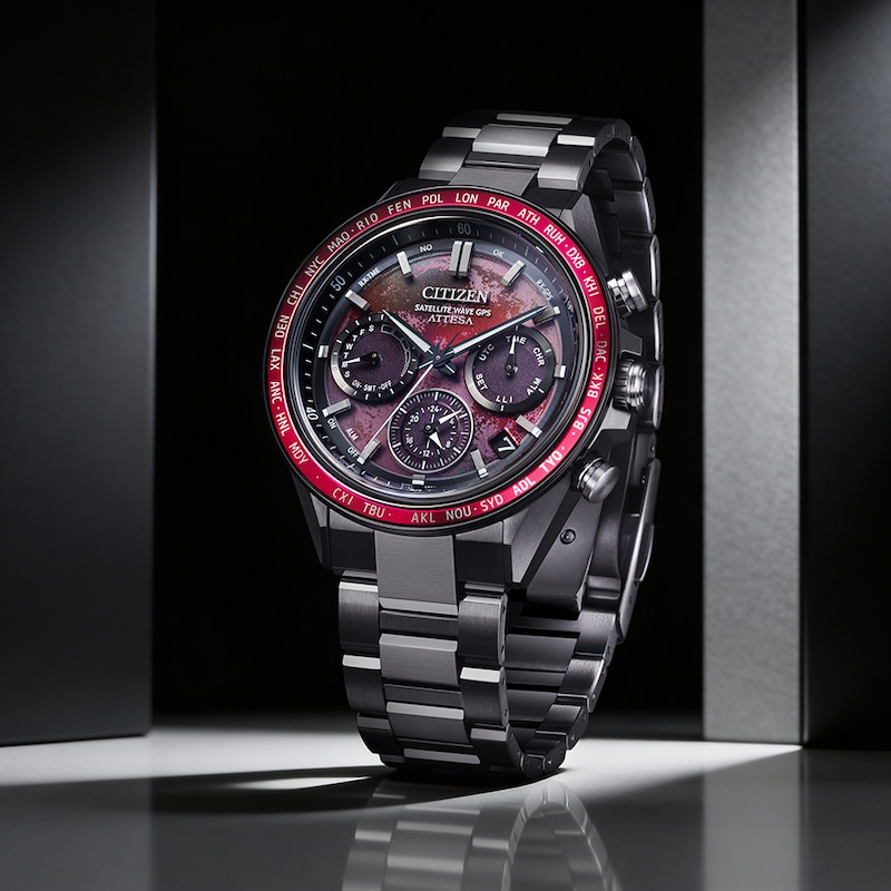 Main Image 5 of Citizen Attesa Chronograph Shades of Red & Grey Super Titanium Limited Edition Watch